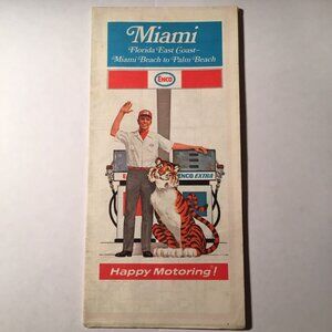 Vintage Enco Oil Gas Miami to Palm Beach Florida US Travel Tour Road Map 1972